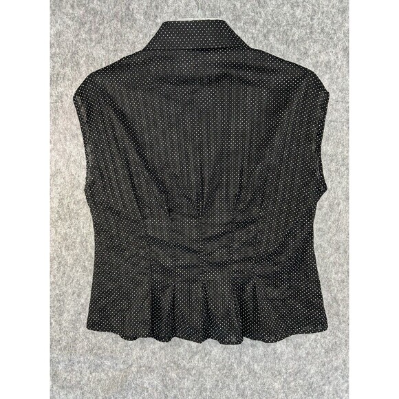 Rafaella Top Black Polka Dot Button Up Sleeveless Blouse Womens Size 14 Business - Picture 4 of 9